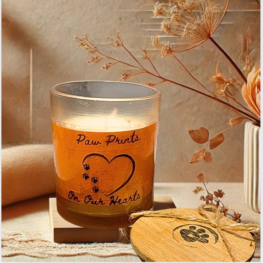Paw Prints On Our Hearts" Memorial Candle – 3 oz Pet Loss Keepsake